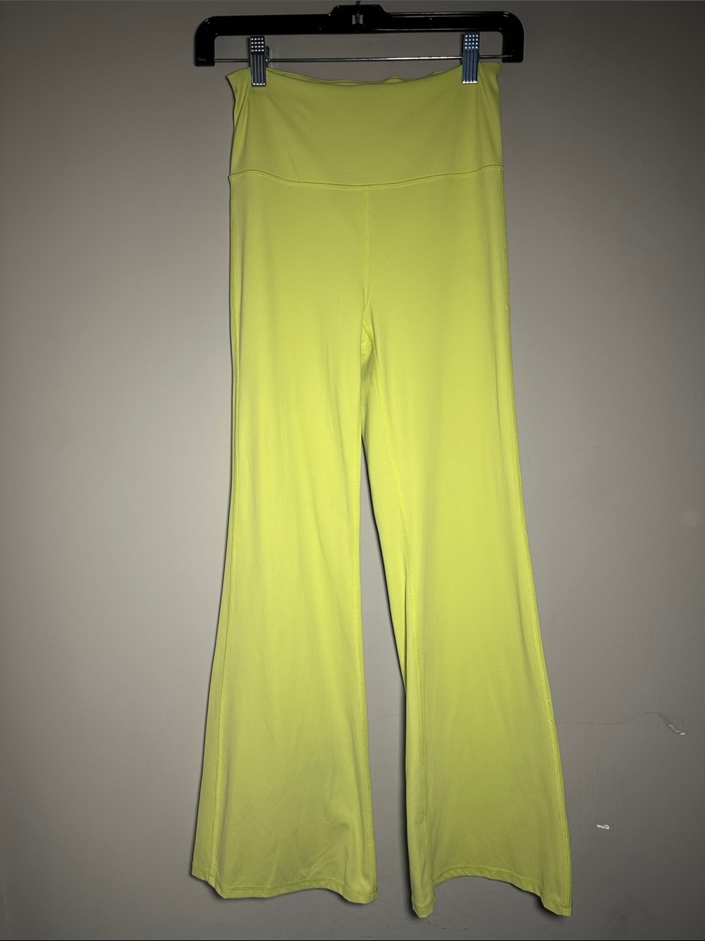 Happily Grey High-Waist Flared Leg Yoga Pants bright lime green